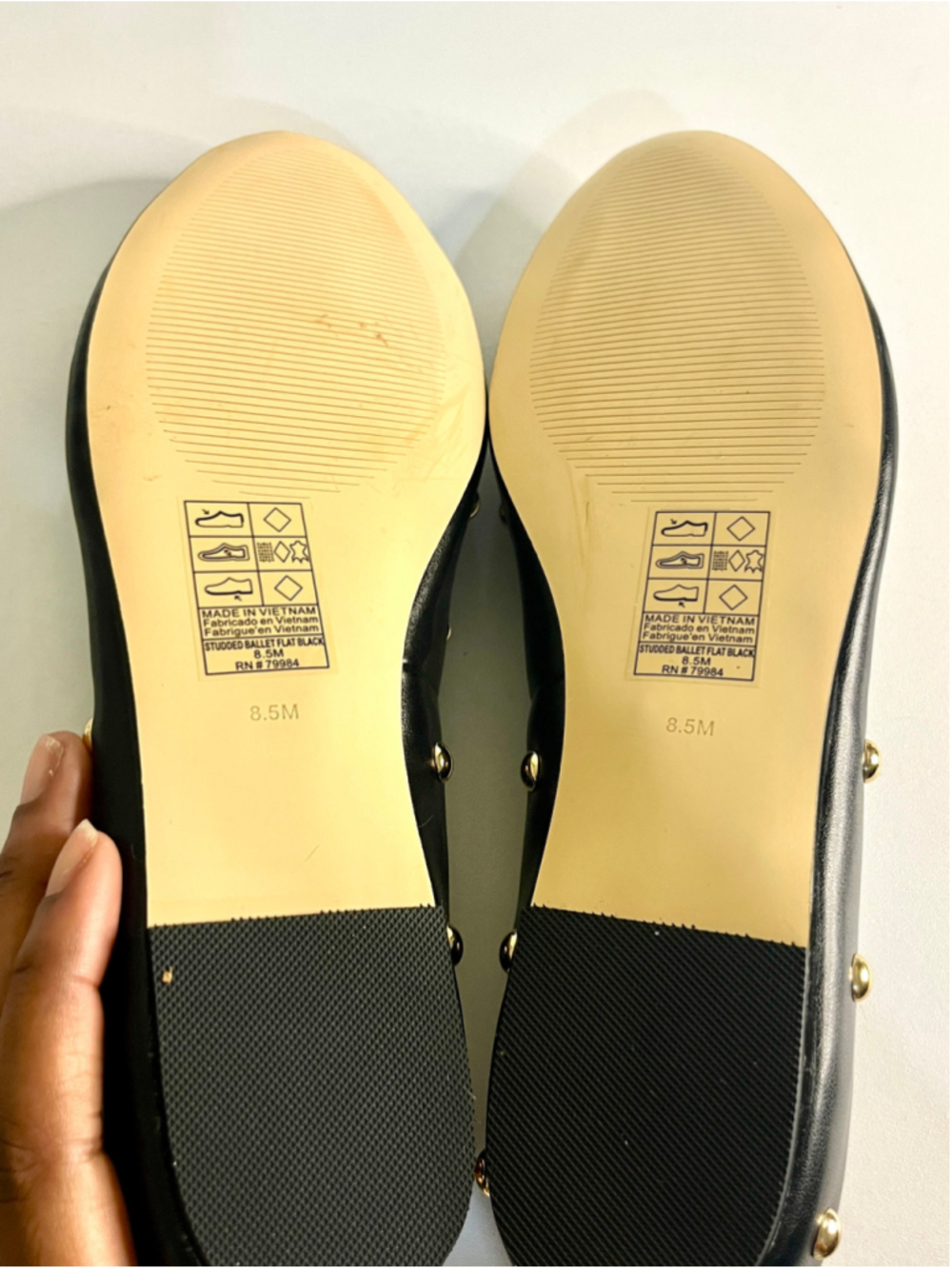 White House Black Market Black Studded Ballet Flats Women Size 8.5M - Picture 6 of 7